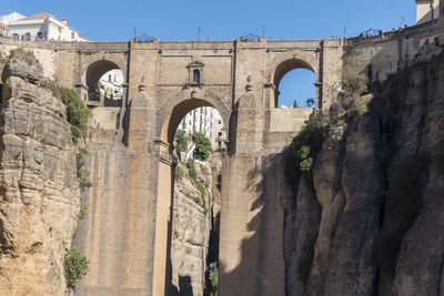 Low angle view of rock formations