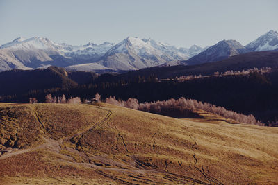 Scenic view of mountains against sky