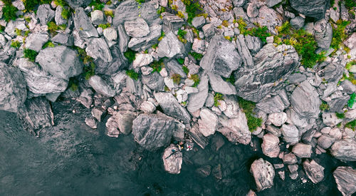 Close-up of rocks on coast