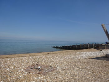 Scenic view of beach against clear sky