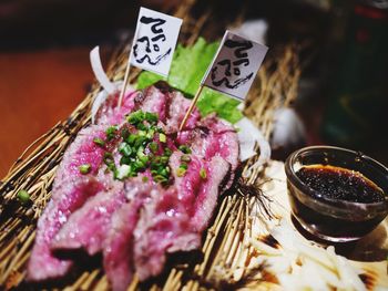 Close-up of food on table at market stall