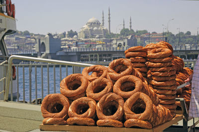 Simit and prayers - salted donuts kiosk in karatas ferry stop istanbul