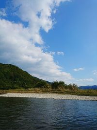 Scenic view of lake against sky