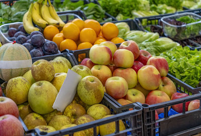 Close-up of fruits for sale at market stall