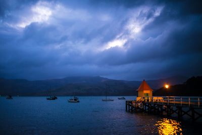 Scenic view of sea against cloudy sky