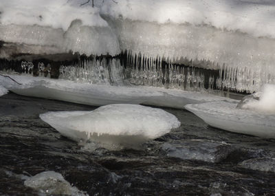 Close-up of ice on landscape