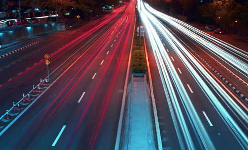 Light trails on highway at night