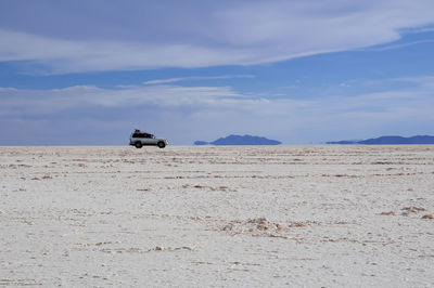 Landscape of the crystallized salt flat of bolivia