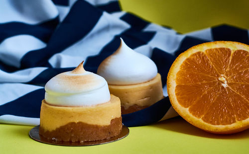 Close-up of oranges on table