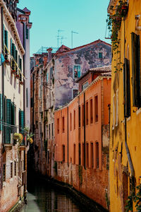 Canal amidst buildings against sky