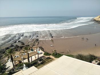 High angle view of beach against sky