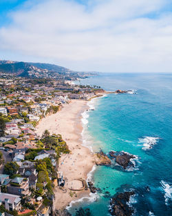 High angle view of beach against sky