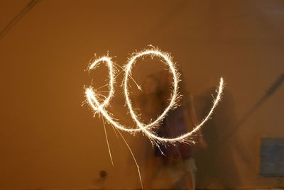 Firework display at night