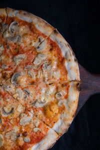 Close-up of pizza on table