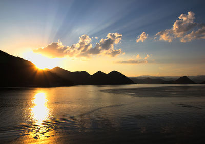 Scenic view of sea against sky during sunset