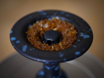 High angle view of cake served on table