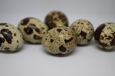 Close-up of donuts on white background