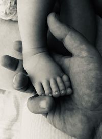 Low section of baby feet