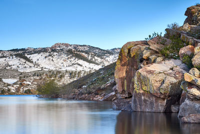 Scenic view of mountain against clear sky