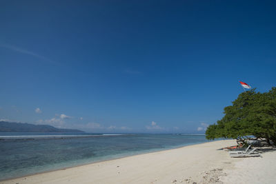 Scenic view of beach against clear sky