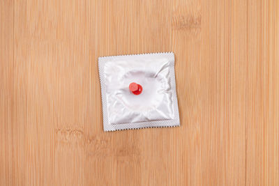 High angle view of heart shape on table