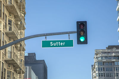 Low angle view of buildings against clear sky