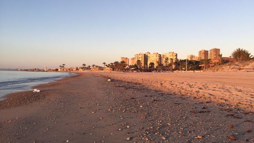 Scenic view of sea against clear sky