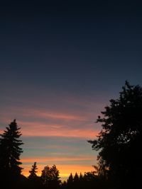 Low angle view of silhouette trees against sky during sunset