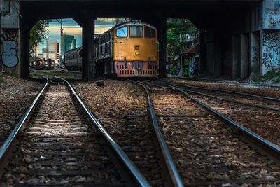 Train on railroad station platform