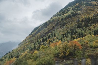 Scenic view of mountains against sky during autumn