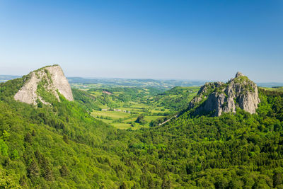 View of the tuilière and sanadoire rocks in the sancy massif in auvergne