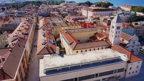 High angle view of crowd in city