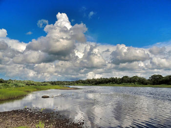 Scenic view of lake against sky