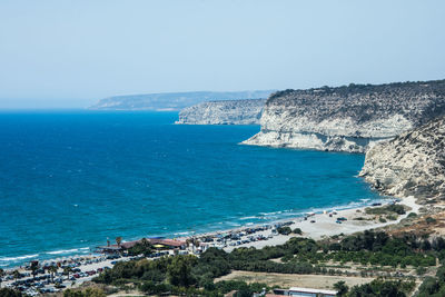 Scenic view of sea against clear sky