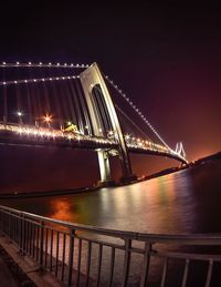 Bridge over river at night