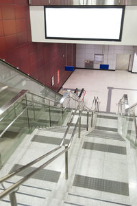 High angle view of staircase at subway station
