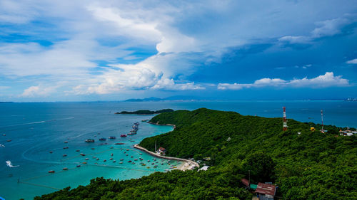 High angle view of sea against sky