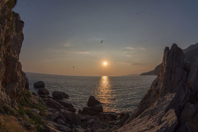 Scenic view of sea at sunset