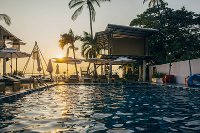 Swimming pool at vacation rental villa in ko lanta at sunset
