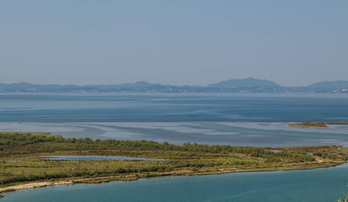 Scenic view of sea against clear sky
