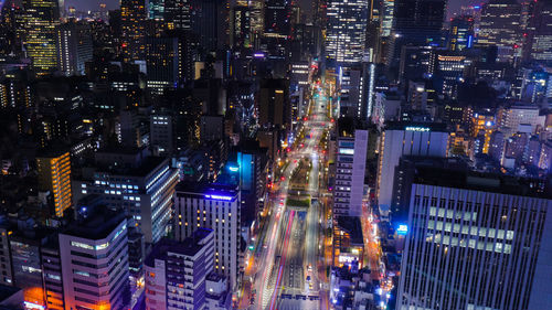 Illuminated cityscape at night