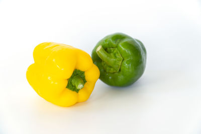Close-up of yellow bell pepper against white background