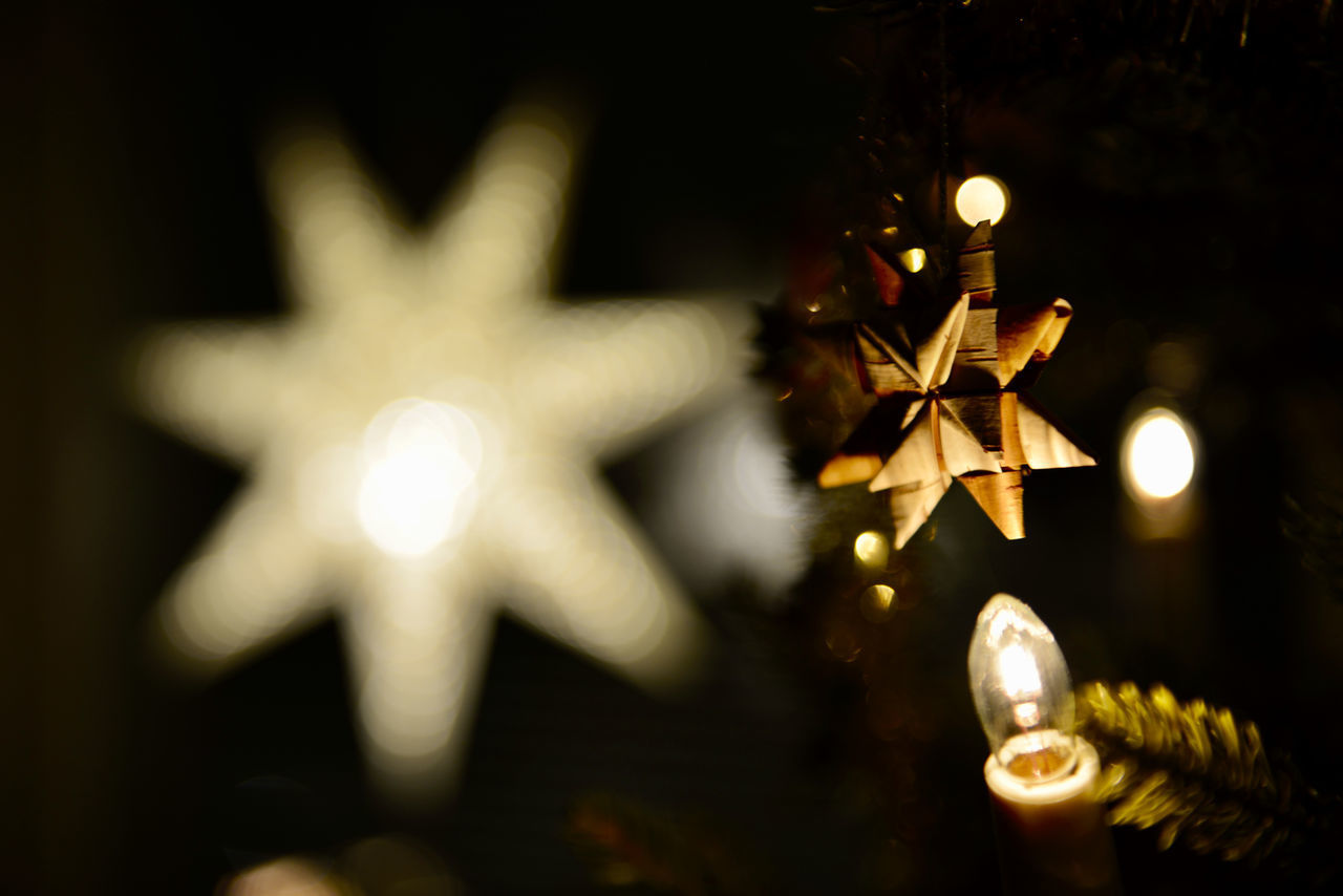 CLOSE-UP OF ILLUMINATED CHRISTMAS LIGHTS