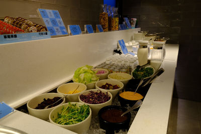 High angle view of food on table