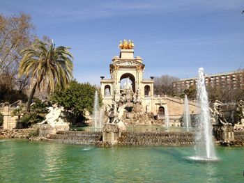 Fountain in front of building