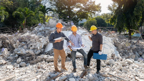 People working on rock