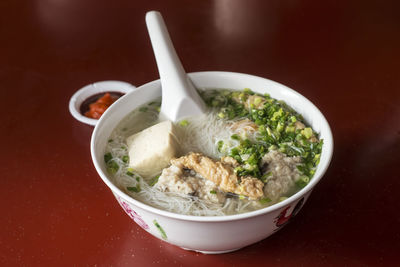 Close-up of soup in bowl