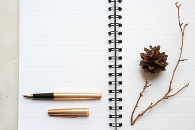 High angle view of books on table