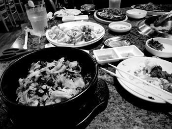 High angle view of food on table