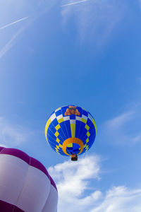 Low angle view of hot air balloon against sky